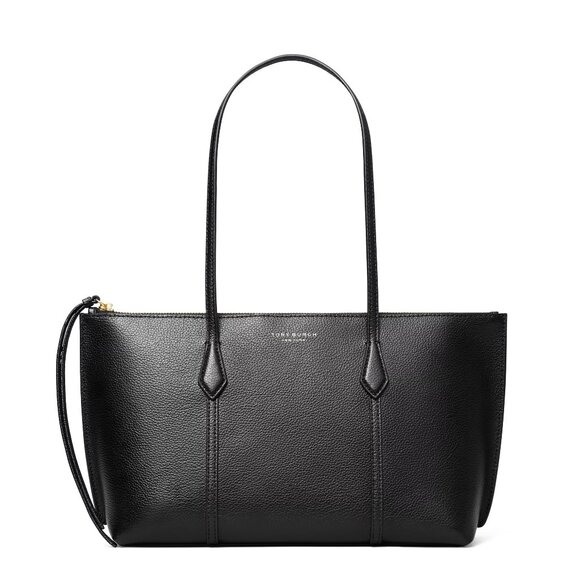 Tory Burch Small Perry Leather Zip Tote - Black - Picture 1 of 10